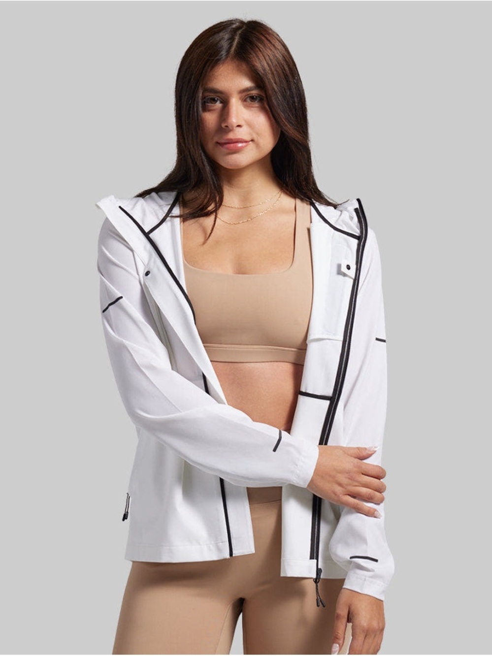 BYLT Premium Basics Women’s Flow Lightweight White Hooded Jacket Medium GUC - Picture 3 of 10